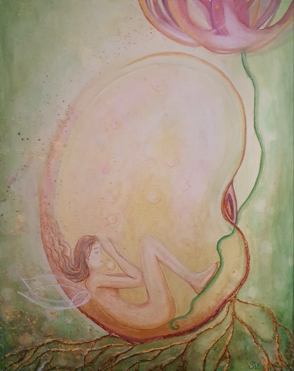 Zu Hause, Aquarell auf Leinwand, 40x50 cm